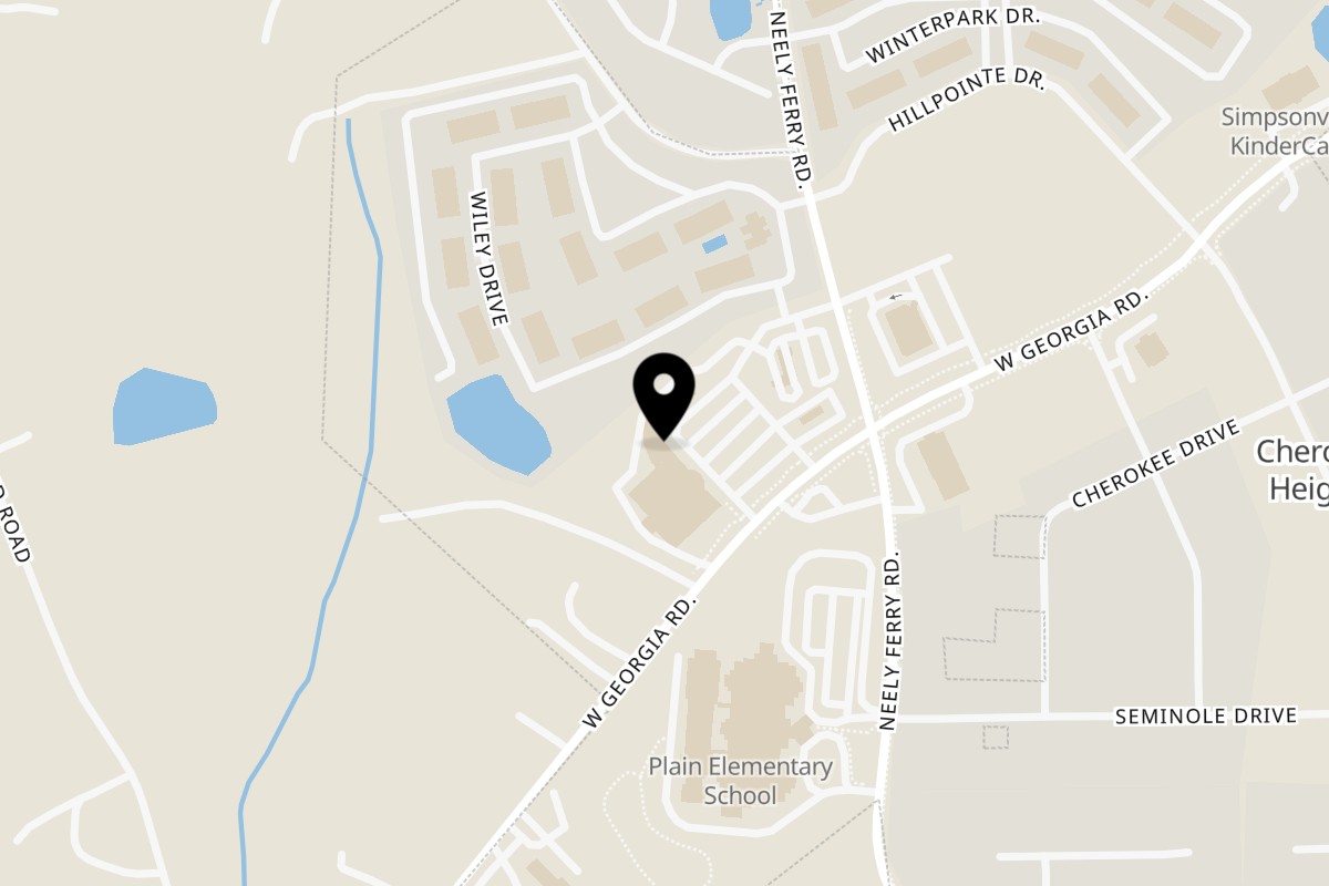 Map showing the location of Tacos & Bla Bla Bla Simpsonville on 1004 W Georgia Rd suite b in Simpsonville